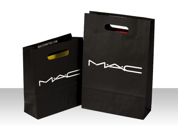 die cut handle designer paper shopping bags Mac Cosmetics