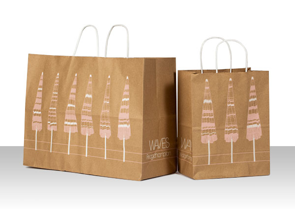 customized retail paper shopping bags waves