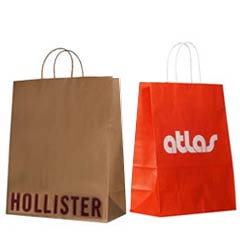 Custom Shopping Bags with Paper Twisted Handles Kraft Recycled