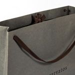 custom paper shopping bag with center ribbon tie