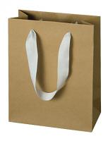 Matte Kraft Paper Bags, Euro Totes with Ribbon Handle