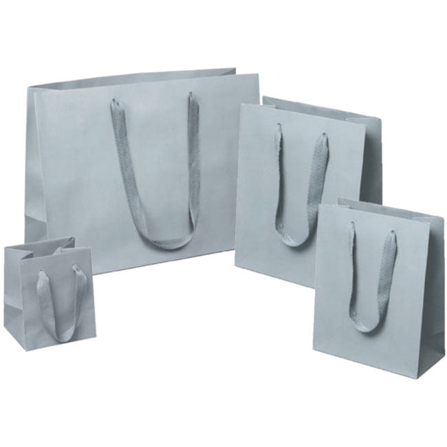 Leather Handle Paper Bag Ice Gray