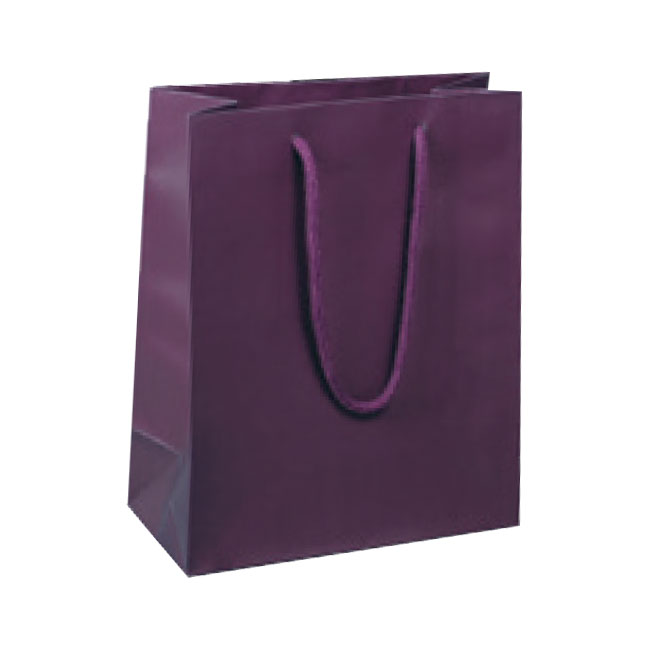 Paper Euro Tote Shopping Bags - Matte Aubergine, Rope Handles